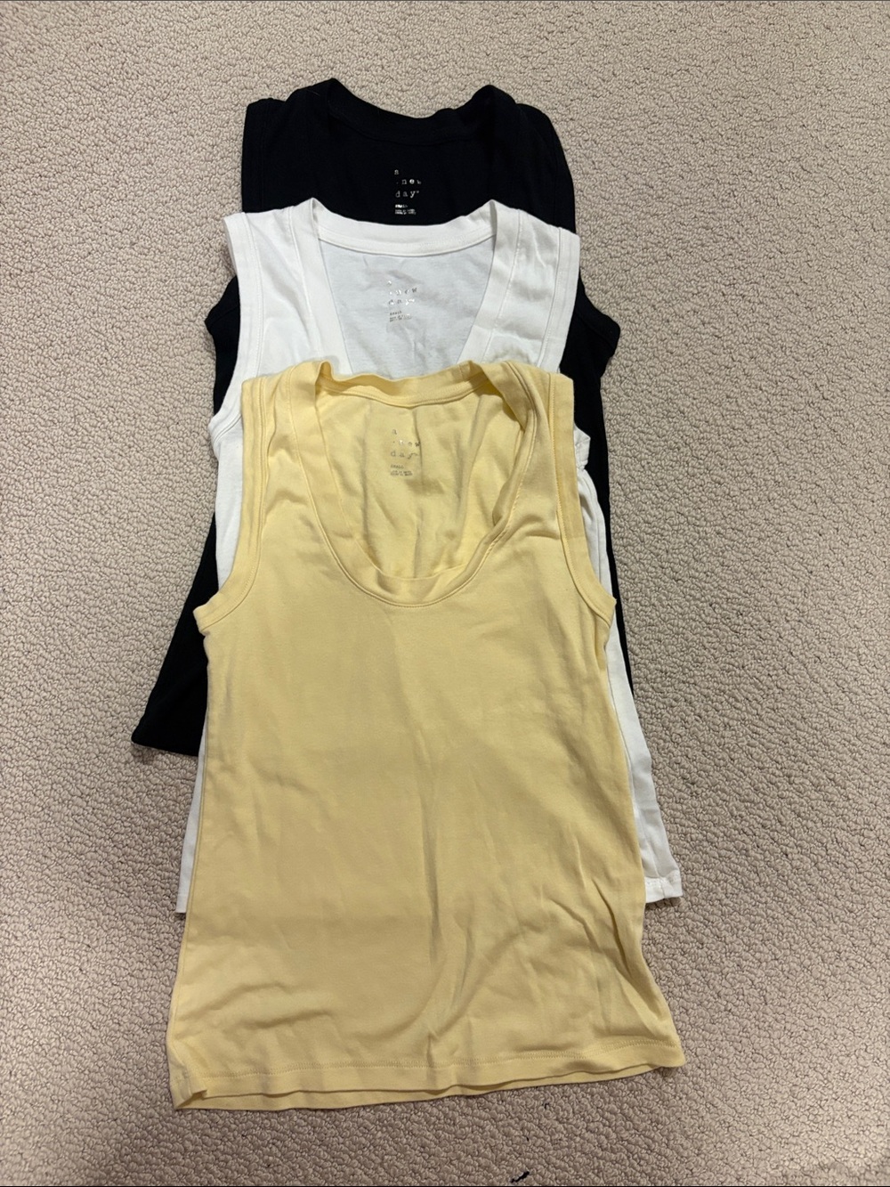 a new day Women’s Tank Top Trio - Black, White, butter Yellow